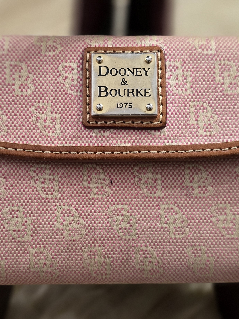 Dooney & Bourke Pink Signature Canvas Crossbody with Leather Trim